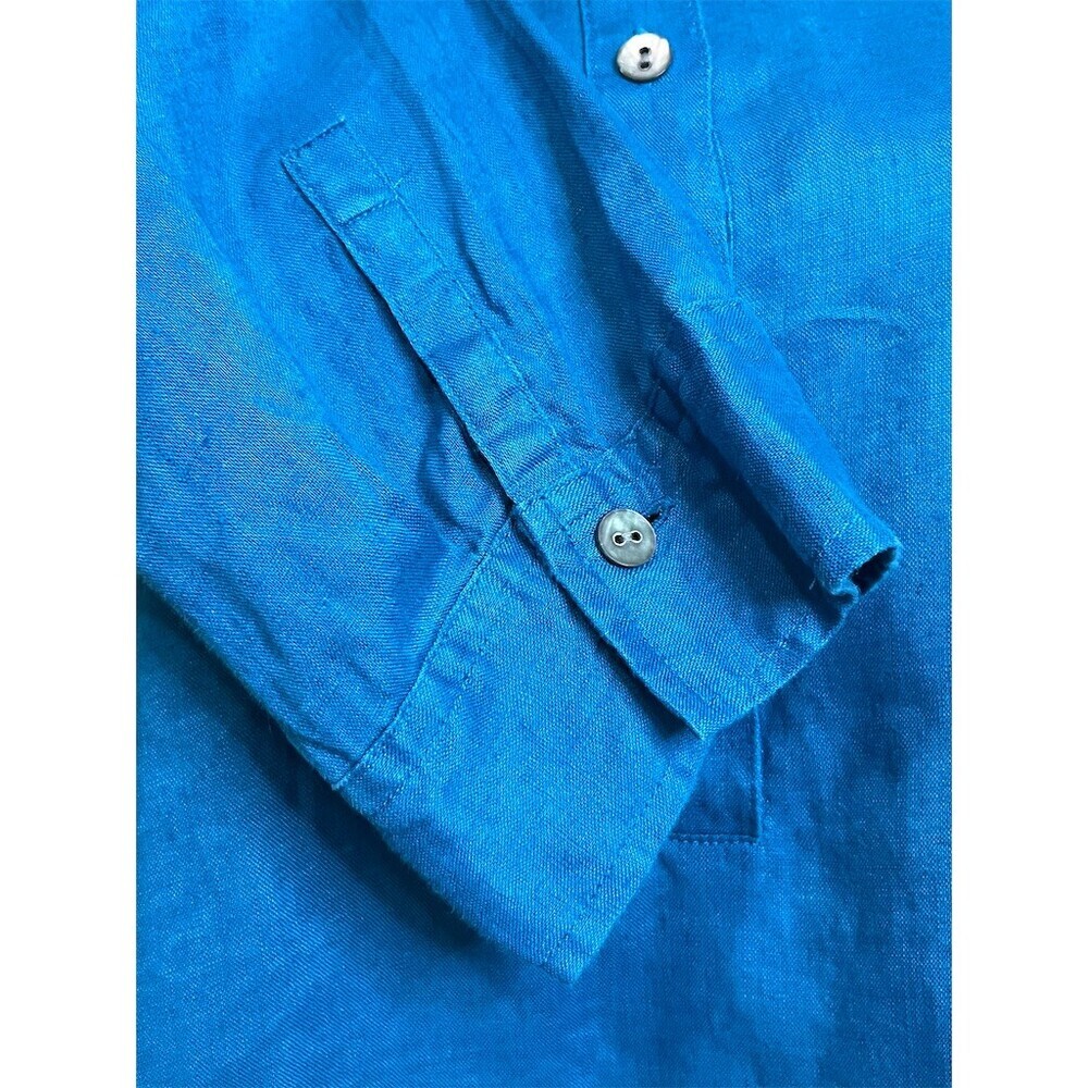 J. Jill 100% Linen Blue Tunic Top Womens M Breathable Beachy Summer Lightweight - Picture 4 of 11